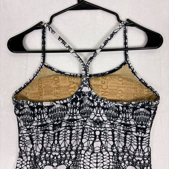 Lululemon Black & White Patterned Power Y Tank Top Size 8 - Picture 6 of 12